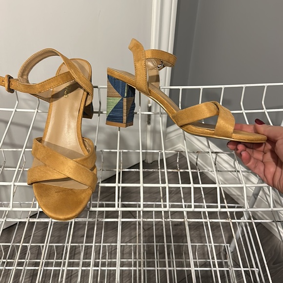Butigo Tan Colour Block Heel Sandals - Picture 2 of 6